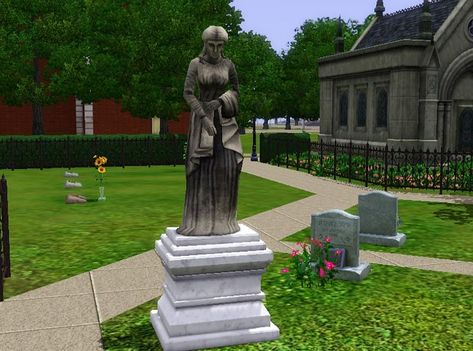 This statue is perfect for your cemeteries and graveyards! Also great for spooky Victorian homes. It's The Grey Woman of Sim City converted for sims 3 for you to enjoy. Comes in 2 recolorable... Sims 3 Worlds, Kit Cat Clock, Wooden Cart, Cat Clock, Country Walk, The Sims 3, Floor Drains, Sims Community, Estate Sale Finds