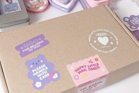 Sticker Package Ideas, Cute Packaging Stickers, Cute Box Packaging, Sticker Packaging Ideas, Cute Packaging Design, Etsy Packaging Ideas, Cute Packaging Ideas, Sticker Packaging, Sparkle Box