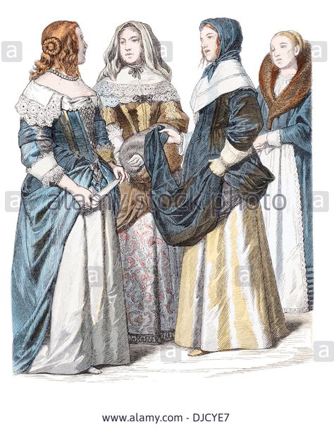 17th Century Xvii1600s (left To Right) English Noble Lady, French Stock Photo, Picture And Royalty Free Image. Pic. 62979903 17th Century Fashion Women, 17 Century Fashion, 1600 Fashion, 17th Century Clothing, 17th Century Fashion, English Fashion, 18th Century Fashion, Evolution Of Fashion, Century Clothing