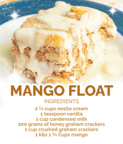 Graham Cake Filipino, Mango Float Ingredients, Filipino Mango Float, Mango Float Recipe, Graham Ingredients, Mango Graham Float, Mango Graham Cake, Filipino Mango, Graham Recipe