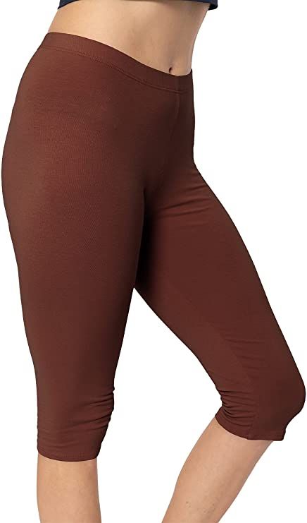 Women's Knee-Length Leggings | Stretchy Leggings | Cotton Spandex | X-Small-7X Adult at Amazon Women’s Clothing store Knee Length Leggings, Ankle Length Leggings, Stretchy Leggings, Team Wear, Cotton Leggings, Amazon Women, Cotton Spandex, Ankle Length, Clothing Store