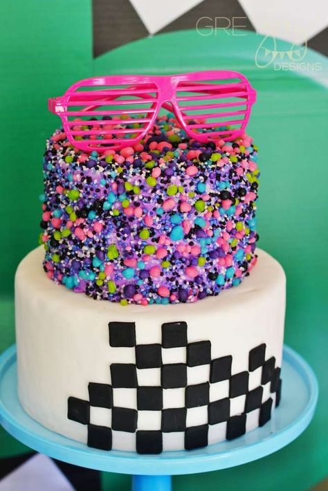 1980s Birthday Party, Decades Party, Neon Cakes, 80s Party Decorations, 80s Birthday Parties, 1980s Party, 80s Theme Party, Memphis Design, 80s Party