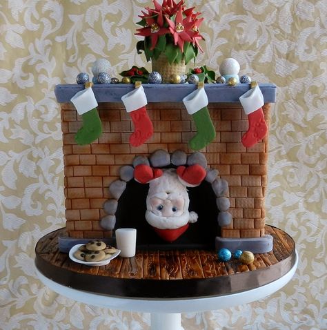 Sneaky Santa Santa Cake, Jul Diy, Christmas Themed Cake, Christmas Cake Designs, Christmas Cake Decorations, Xmas Cake, Winter Cake, Christmas Clay, Polymer Clay Christmas