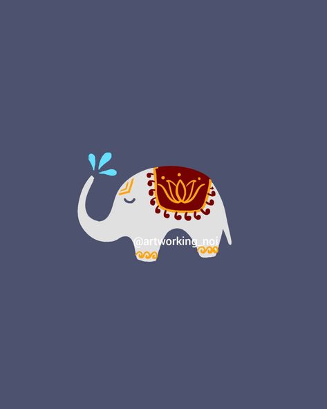 Cute Indian elephant inspiration. Digital Artworks Traditional Elephant Design, Cute Elephant Rangoli, Elephant Rangoli Design, Indian Elephant Illustration, Elephant Rangoli, Indian Elephant Drawing, Easy Elephant Drawing, Indian Elephant Art, Traditional Elephant