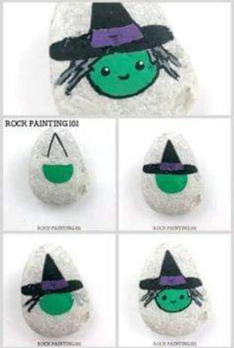 Witch Painting, Painting 101, Rock Painting Tutorial, Trick Or Treaters, Halloween Rocks, Painted Rocks Kids, Easy Halloween Crafts, Painted Rocks Diy, Rock Painting Ideas Easy