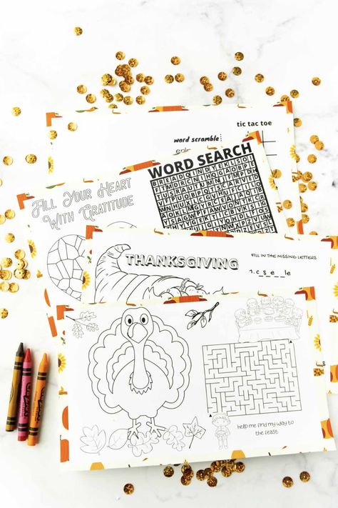 Free printable Thanksgiving placemats for kids that are perfect for preschool, elementary school, or really any age kids! Coloring, games, and more! Free Printable Thanksgiving Placemats, Printable Thanksgiving Placemats, Placemats For Kids, Fun Thanksgiving Games, Free Printable Thanksgiving, Coloring Games, Scramble Words, Free Thanksgiving Printables, Coloring Placemats