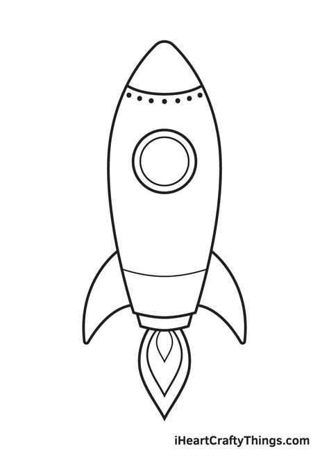 Rocketship Drawing Easy, Rocket Ship Outline, Rocket Printable Free, How To Draw A Rocket Ship, Rocket Ship Template Free Printable, Rocket Template Free Printable, Rockets Drawing, Rocket Drawing Easy, Spaceship Template