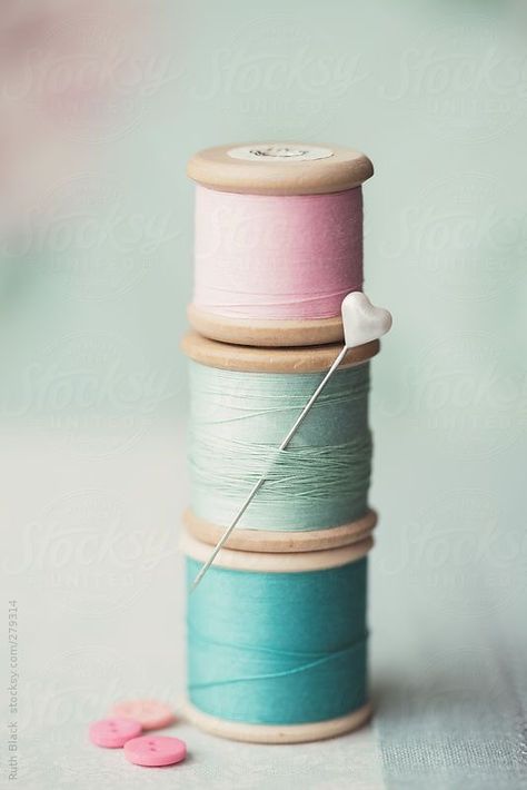 Sewing Aesthetic, Sewing Photography, Spools Of Thread, Born In May, Blue Valentine, Thread & Yarn, Cat Air, Wooden Spools, Faux Leather Dress