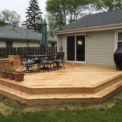 Wood Deck Designs, Ground Level Deck, Simple Deck, Deck Pictures, Cedar Deck, Floating Deck, Patio Deck Designs, Deck Designs Backyard, Deck Designs