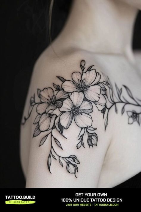 Delicate and Beautiful Ladies Shoulder Tattoo Ideas Collection Flowery Designs for Elegant Women Women Shoulder Cap Tattoo, Floral Shoulder Cap Tattoo Fine Line, Shoulder Cap Tattoos For Women Feminine, Shoulder Cap Floral Tattoos For Women, Floral Shoulder Tattoos, Floral Shoulder Tattoos For Women, Ladies Shoulder Tattoo, Floral Shoulder Piece Tattoo, Women’s Shoulder Flower Tattoo