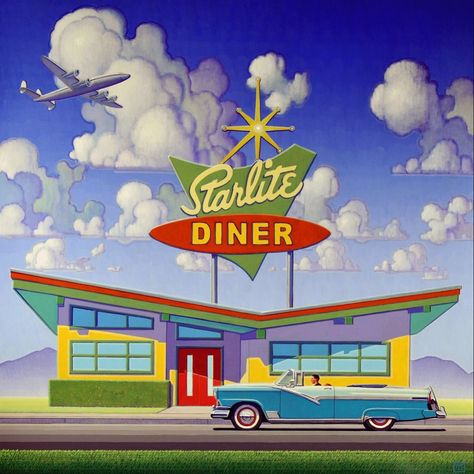 Robert LaDuke | Starlight Diner Diner Illustration, School Poster Design, Kenton Nelson, Catherine Abel, Black Road, Panel Painting, Poster Design Ideas, School Poster, Cheez It