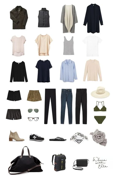 A Light Packing List to Travel Anywhere with a Carry-On · Where With Elle Two Week Travel Capsule Wardrobe, Rosemary Jelly, Capsule Clothing, Packing Capsule Wardrobe, Printable Packing List, Packing Wardrobe, Travel Packing Checklist, Jelly Recipe, Ireland Trip