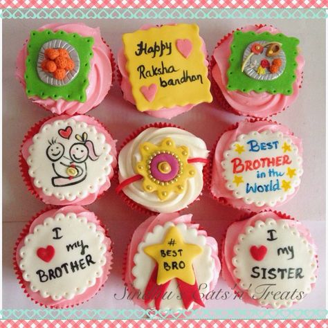 Rakhi theme cupcakes Rakhi Theme Decoration, Rakhi Cupcake Ideas, Rakhi Special Cake Designs, Rakhi Cake Ideas, Rakhi Cake Hampers, Rakhi Theme Cake, Rakhi Special Cake, Raksha Bandhan Cake Ideas, Rakshabandhan Cake Ideas