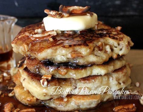 ~Butter Pecan Pancakes! Pecan Pancakes, Breakfast Goodies, What's For Breakfast, Breakfast Pancakes, Butter Pecan, Breakfast Cake, Breakfast Brunch Recipes, Pancake Recipe, Sweet Breakfast