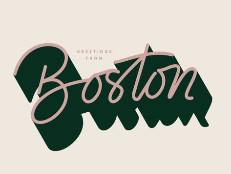 Boston lettering by Valentina Salazar Boston Graphic Design, Boston Drawing, Boston Graphic, Boston Aesthetic, Boston Tattoo, Boston Street, Handwritten Typography, Hand Lettering Inspiration, Lettering Inspiration