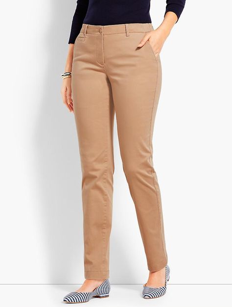 Perfect Chino - Curvy Fit | Talbots Fashion Pants Outfit, Interview Outfits Women, Professional Work Outfit, Work Pants Women, Business Outfits Women, Stylish Work Attire, Elegant Blouse Designs, Office Fashion Women, Casual Wear Women