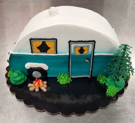 Caravan Cake Ideas, Camper Cake Ideas, Camper Cake Topper, Rv Cake Ideas, Camping Cake Ideas Simple, Camping Birthday Cake, Camper Cakes, Muffin Cake, Ice Cake