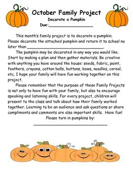 Pumpkins Kindergarten, Preschool Family, October Classroom, Family Togetherness, Family Involvement, Preschool Rooms, Prek Classroom, Family Projects, Fall Preschool Activities