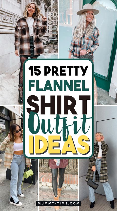 Stay cozy and stylish with our flannel shirt outfit ideas for women! 🍂👚 From casual looks to chic ensembles, discover how to elevate your wardrobe with this versatile staple. Perfect for any season! Save this pin for your go-to flannel inspiration! 📌✨ How To Dress Up A Flannel Shirt, Styling Flannel Shirts Women, Flannel Shirt Outfit Casual, Womens Plaid Shirt Outfit, Plaid Shirt Outfit Fall, Womens Flannels, Flannel Outfits For Women, How To Style Flannel, Flannel Outfit Ideas