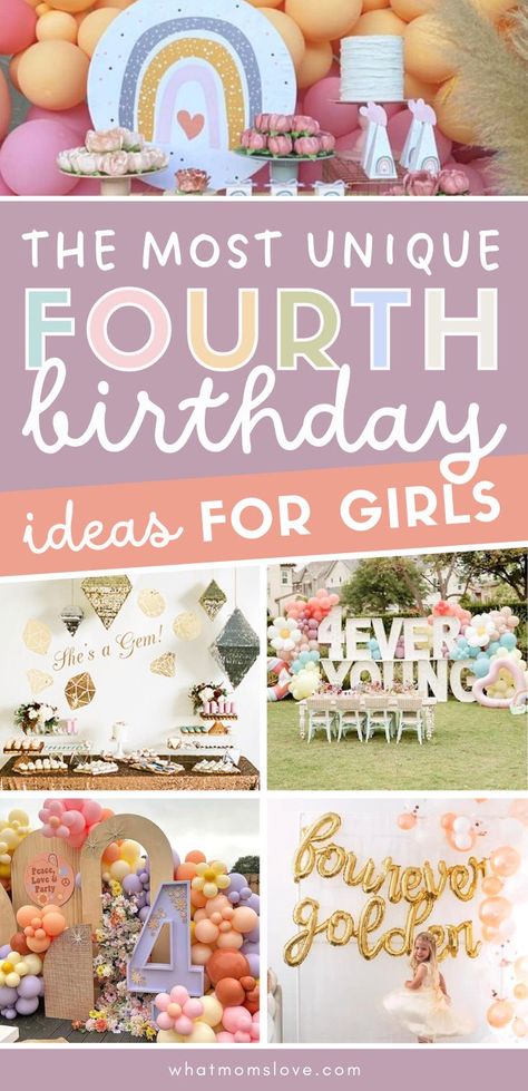 Fourth Birthday Ideas, Unique Themes, 4th Birthday Party, Girls Birthday Party Themes, Baby Birthday Themes, Kids Themed Birthday Parties, Kids Birthday Themes, Girl Birthday Themes, Fourth Birthday