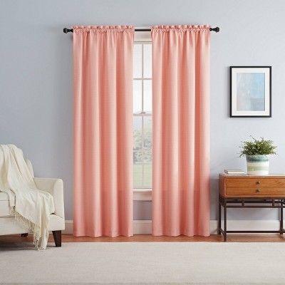 1pc 42"x63" Blackout Braxton Thermaback Window Curtain Panel Coral - Eclipse : Target Peach Curtains, Coral Curtains, Pink Blackout Curtains, Color Melon, Light Blocking Curtains, Insulated Curtains, Printed Curtains, Pink Room, Blackout Windows