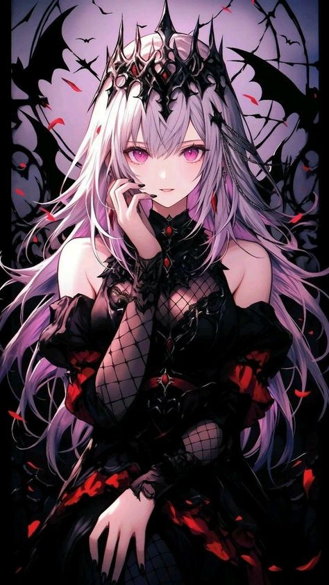 Anime Demon Female, Demon Queen Anime, Demon Queen Art, Anime Demon Woman, Dangerous Anime, Vampire Female, Queen Vampire, Demon Queen, Dark Fantasy Artwork