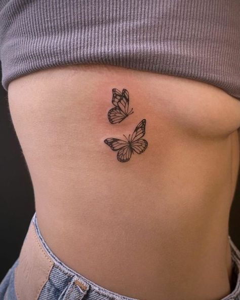 Butterfly Neck Tattoo, Butterfly Tattoos On Arm, Rib Tattoos For Women, Basic Tattoos, Butterfly Tattoos For Women, Petite Tattoos, Small Hand Tattoos, Classy Tattoos, Discreet Tattoos