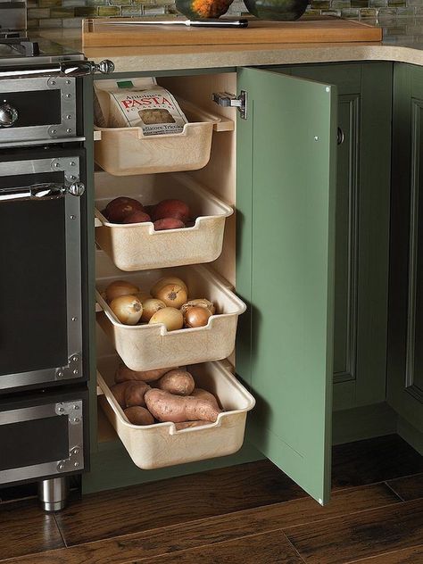 Veggie Storage, Dapur Moden, Corner Drawers, Onion Storage, Desain Pantry, Kabinet Dapur, Kitchen Pantry Cabinets, Diy Kitchen Storage, Kitchen Corner