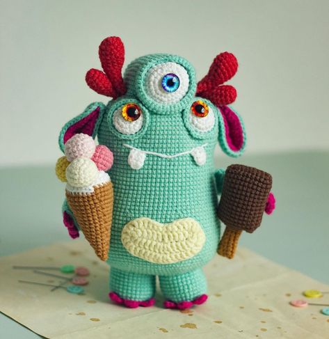 Amigurumi Monsters Free Pattern - Amigurumi Crochet Monster Pattern, Crochet Monster, Monster H, Crochet Dragon Pattern, Monster Pattern, Chicken Scratch Embroidery, Crochet Toys Free, Crochet Monsters, Crochet Dragon