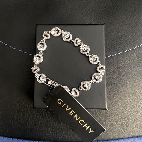 Rare Silver Crystal Givenchy Bracelet Givenchy Bracelet Men, Givenchy Aesthetic, Givenchy Cosmetics, Luxurious Brands, Givenchy Bracelet, Givenchy Accessories, Dope Jewelry Accessories, Givenchy Jewelry, Expensive Jewelry Luxury