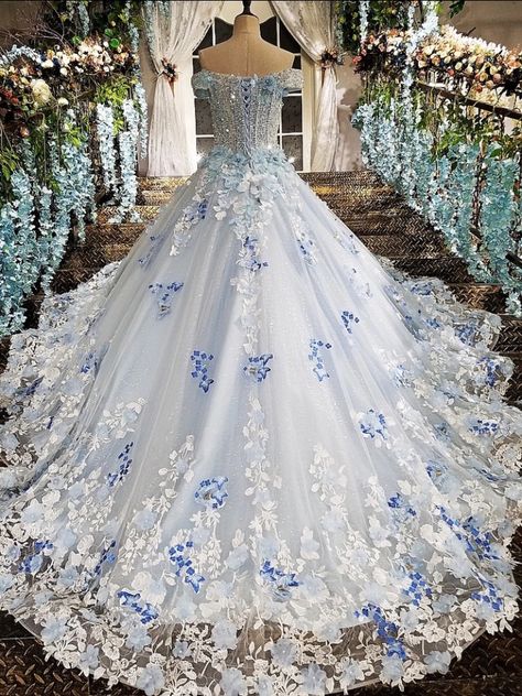 Ball Gowns Princess Fairytale, Disney Prom Dresses, Blue Wedding Dress, Blue Ball Gowns, Blue Wedding Dresses, Cute Prom Dresses, Ball Gowns Evening, Fairytale Dress, Princess Wedding Dresses