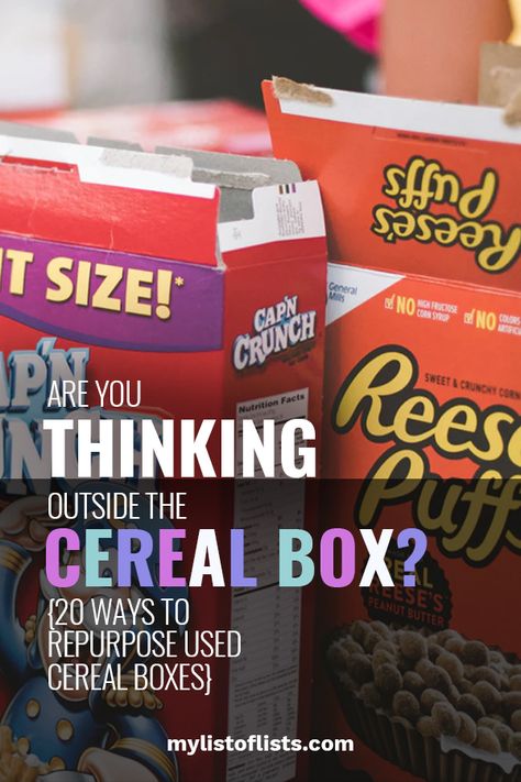 Kids love cereal and that means you have probably thrown away hundreds of cereal boxes when they could have easily been used for other things. Keep reading to learn ways that you can repurpose cereal boxes and not throw so much away. #repurpose #repurposecerealboxes Cereal Box Purse, Repurpose Cereal Boxes, Diy Cereal Box Ideas, Cereal Box Crafts, List Of Lists, Cereal Box Craft, Cardboard Fireplace, Treat Stand, Budget Help