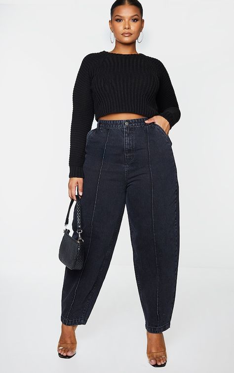 PLT Plus | New In | PrettyLittleThing USA Plus Size Mom Jeans, Balloon Jeans, Outfit Curvy, Plus Size Clothing For Women, Casual Chic Outfit, Curvy Girl Fashion, Curvy Girl Outfits, Curvy Outfits, Elegant Outfit