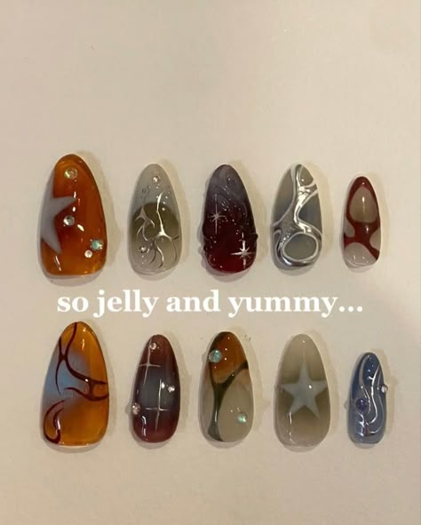 Mold Inspired Nails, Hippie Nails, Punk Nails, Grunge Nails, Minimal Nails, Pretty Gel Nails, Really Cute Nails, Jelly Nails, Kawaii Nails