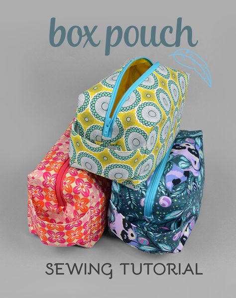 Box Pouch Tutorial, Pouch Sewing Pattern, Toiletry Bag Pattern, Cosmetic Bag Pattern, Zipper Pouch Tutorial, Pouch Sewing, Bag Pattern Free, Pouch Tutorial, Box Pouch