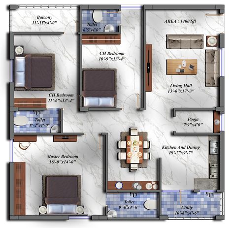 1400 SFT 3BHK Flat Designed By @infinity7styudio Team Contact for more designs and presentation plans 2bhk House Plan, Three Bedroom House Plan, Interior Design Plan, Free House Plans, House Floor Design, Building House Plans Designs, Home Design Floor Plans, Architectural Interior, House Construction Plan