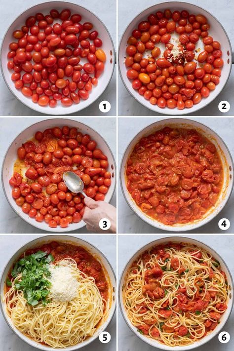 Pasta with Cherry Tomatoes - FeelGoodFoodie Pasta With Simple Cherry Tomato Sauce, Pasta Recipe With Tomatoes, Pasta With Dried Cherry Tomatoes, Easy Pasta With Tomatoes, Simple Fresh Pasta Recipes, How To Cook Cherry Tomatoes For Pasta, Pizza Cherry Tomatoes, Cherry Tomato Parmesan Pasta, Simple Pasta With Tomatoes