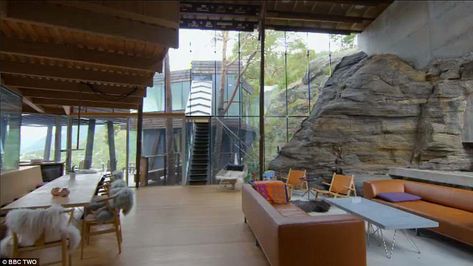 The World's Most Extraordinary Homes goes to Norway Rock Living Room, Ex Machina House, Caroline Quentin, Most Extraordinary Homes, Scandinavian Country, Extraordinary Homes, Open Plan Apartment, Indoor Hydroponics, Exotic Homes