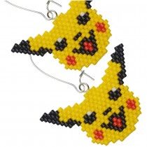 Pokemon Pikachu Earrings Pikachu Earrings, Pony Bead Projects, Anting Manik, Pokemon Bead, Miyuki Beads Pattern, Brick Stitch Earrings, Brick Stitch Pattern, Seed Bead Patterns, Bead Weaving Patterns