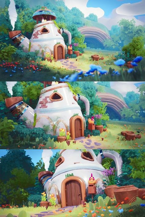 Cute Environment Concept Art, Zelda Environment Concept Art, 3d Cartoon Environment, Cute Environment Art, Stylized 3d Environment Art, 3d Concept Art Environment, Ghibli Illustration Art, Stylised 3d Environment, Ghibli Environment Art