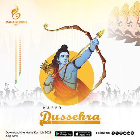 As we celebrate the triumph of good this Dussehra, let the Maha Kumbh app be your guide to an unforgettable pilgrimage! Download the app today

#happydussehra #dussehra #festival #navratri #durgapuja #india #celebration #indianfestival #vijayadashami #festive #love #dussehraspecial #festivals #dussehrawishes #ram #dussehrafestival #culture #diwali #ravan #beauty #indianfestivals #MahaKumbh2025 Hindu Festivals, Durga Puja, Indian Festivals, Pilgrimage, Diwali, Ram, India, Festival, Let It Be