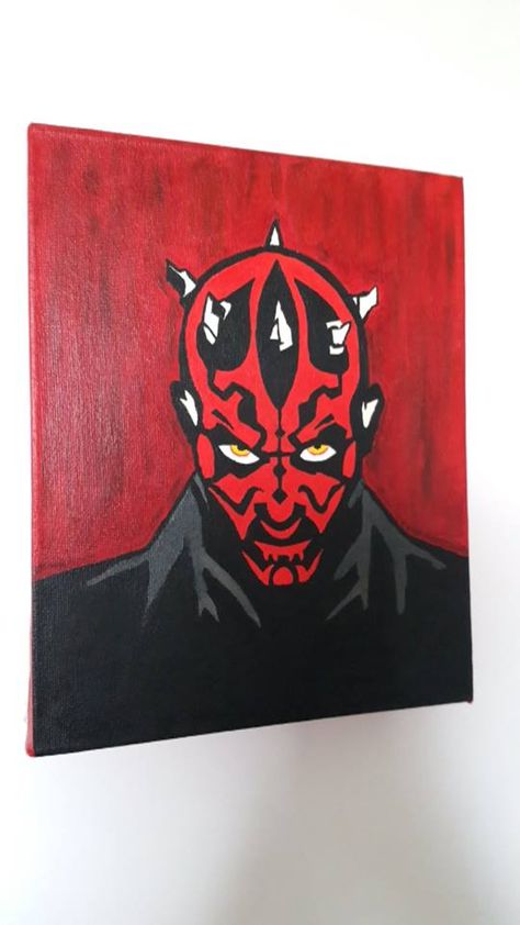 Star Wars Darth Maul Art, Darth Maul Painting, Star Wars Art Ideas, Starwars Paintings Easy, Darth Maul Crochet, Star Wars Painting Easy Canvas, Simple Star Wars Painting, Starwars Canvas Painting, Darth Maul Fanart