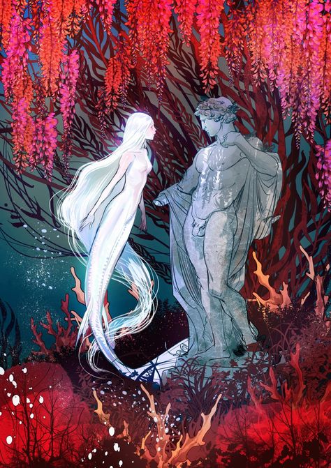 Mermaids Fantasy Art, Mystical Mermaid, Bel Art, Mermaid Drawings, Art Mignon, Arte Inspo, Fairytale Art, Mythical Creatures Art, Art Et Illustration