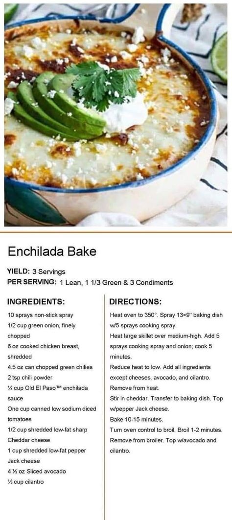 Medifast Recipes, Lean Protein Meals, Enchilada Bake, Lean And Green, Lean Meals, Lean And Green Meals, Enchilada Casserole, Low Carb Diet Recipes, Cook Chicken Breast