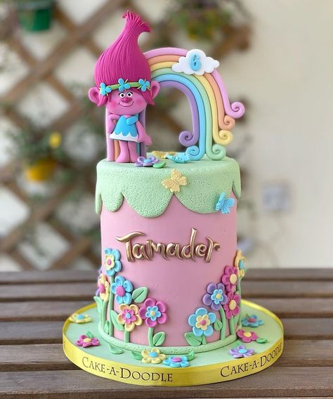 CakeaDoodle By NimithaMoideen (@cakeadoodle.qa) • Instagram photos and videos Trolls Birthday Party Cake, Cinderella Birthday Party Decorations, Trolls Birthday Cake, Trolls Cake, Fondant Cake Designs, Pony Birthday Party, Trolls Birthday Party, 4th Birthday Cakes, 5th Birthday Party Ideas