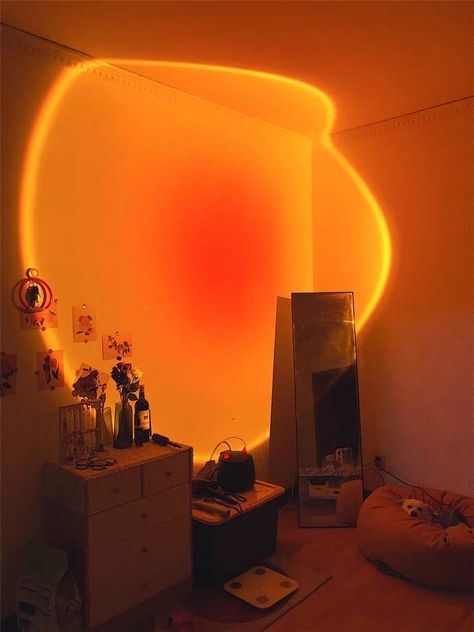 Sunset Projector Lamp, Sunset Projector, Rainbow Night Light, Bedroom Inspiration Cozy, Sunset Lamp, Projection Lamp, Christmas Decorations Bedroom, Projector Lamp, Orange Light