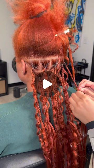 Ginger Boho Bob, Boho Knotless Braids Tutorial, How To Do Boho Knotless Braids, Boho Short Knotless Braids, Copper Boho Braids, Auburn Boho Knotless Braids, Copper Boho Knotless Braids, Hobo Braids, Ginger Knotless Braids Boho