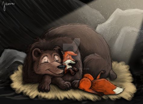 Fox Sleeping, Bear Sleeping, Sleepy Bear, Fox Drawing, Sleeping Bear, Bear Character, Fox Illustration, Bear Illustration, Animated Animals