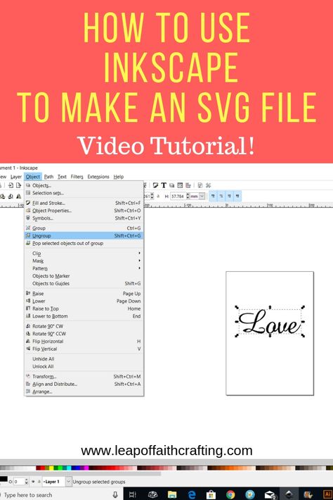 Learn how to make a SVG file in Inkscape to sell or upload to Cricut Design Space. Converting text to an SVG file is easy following these steps. #inkscape #svgfiles Inkscape Tutorials For Beginners, Make Svg Files To Sell, Inkscape Design, Make Svg Files, Svg Tutorial, Ink Scape, Inkscape Tutorials, Crafts Cricut, Htv Projects