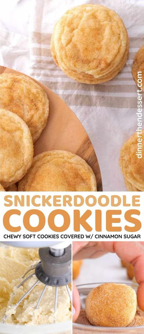 Easy Snickerdoodle Cookies, Doodle Cookies, Snickerdoodle Cookie Recipe, 2 Ingredient Cookies, Snickerdoodle Cookies Easy, Apple Crisps, Dessert Christmas, Dreamy Desserts, Snickerdoodle Cookie